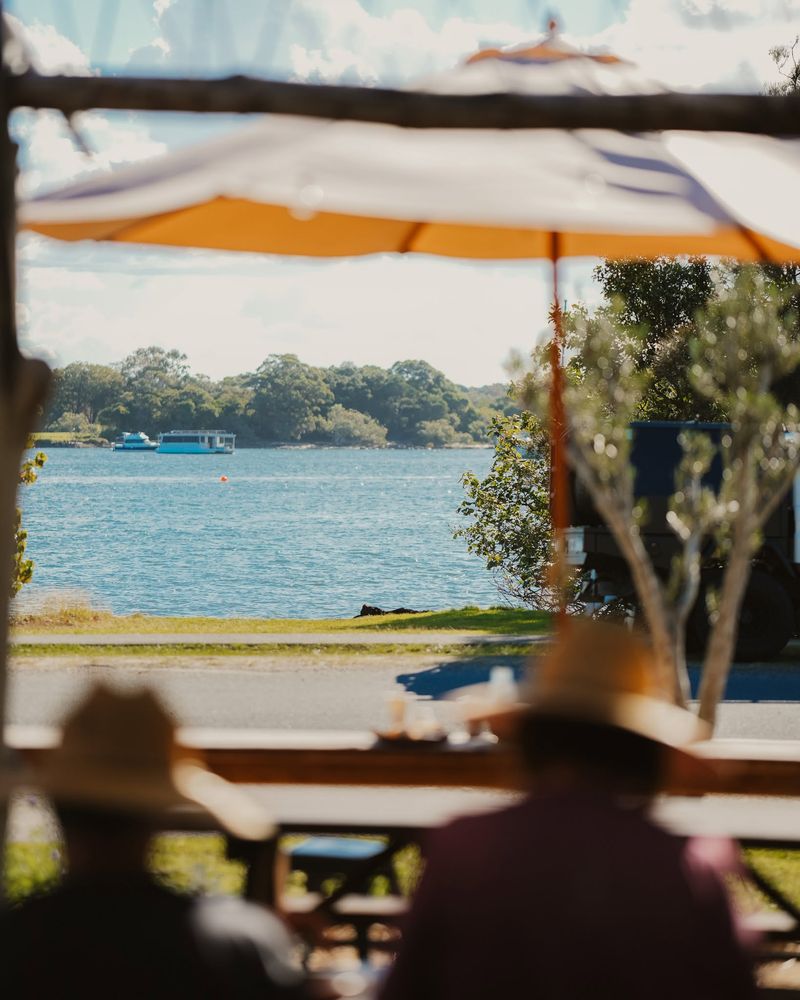 The Tweed River seen from under an umbrella at Salt & Stone